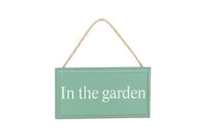 Lightweight wooden green sign with In The Garden printed on and rustic thin rope to hang with. This garden hanging sign is made by the London based designer Gisela Graham who designs really beautiful gifts for your home and garden. Would make an ideal gift for a proud gardener.